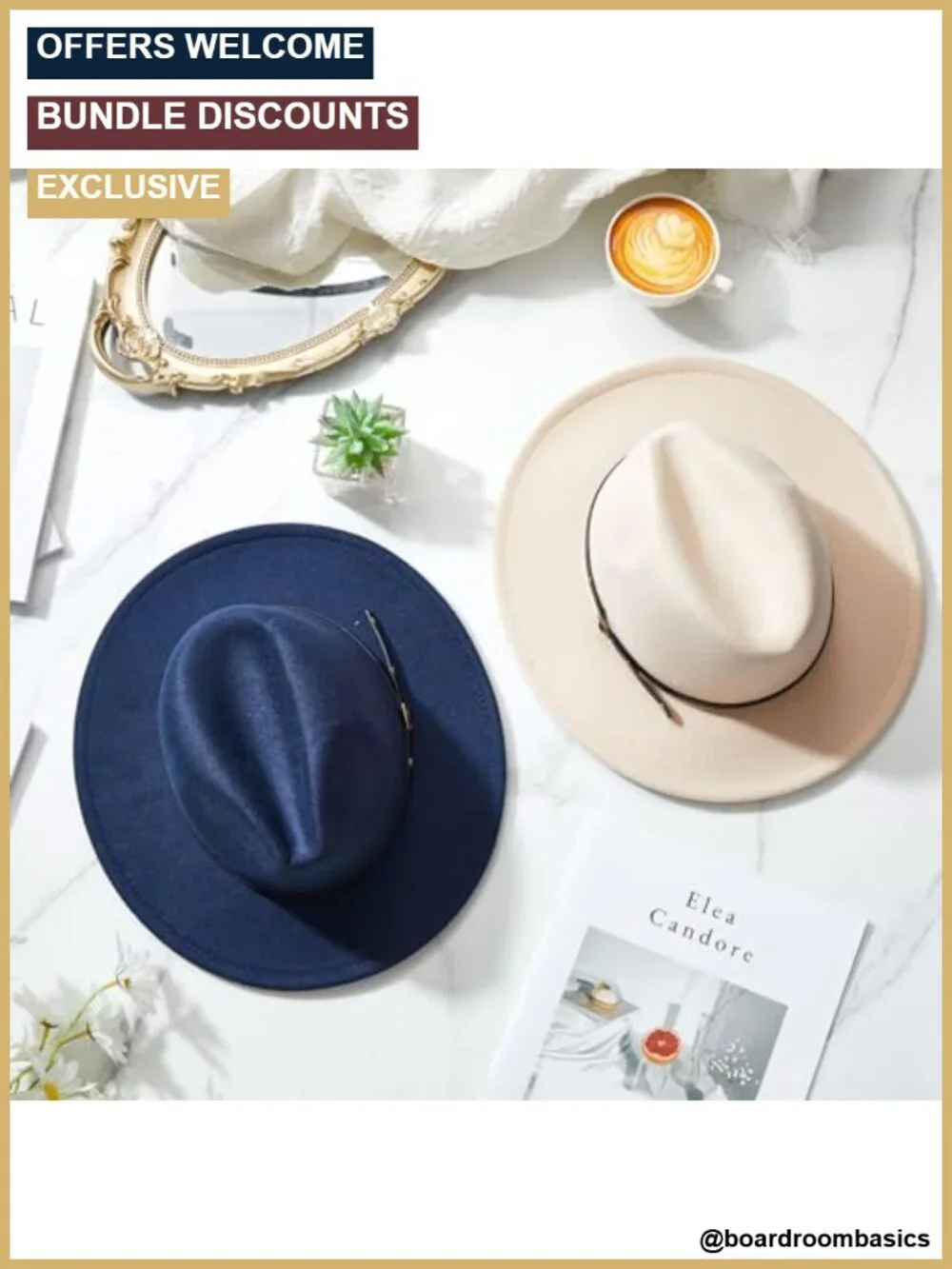 6 Pack Felt Fedora Hats for Women Men with Belt Buckle